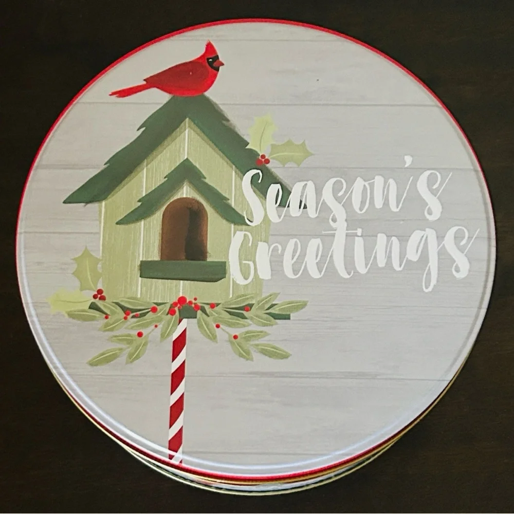 🎄Season's Greetings Holiday Tin with Cardinal Design Set of 2